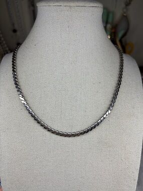 Vintage Coro Silver Tone Necklace Chain Collar Minimalist Jewelry Signed